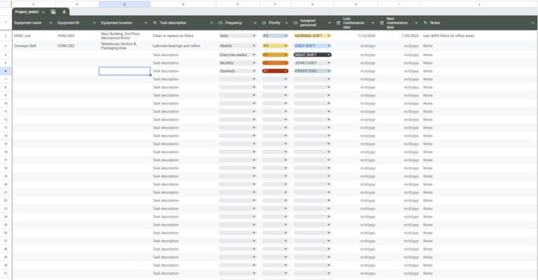 Free Preventive Maintenance Software in Excel